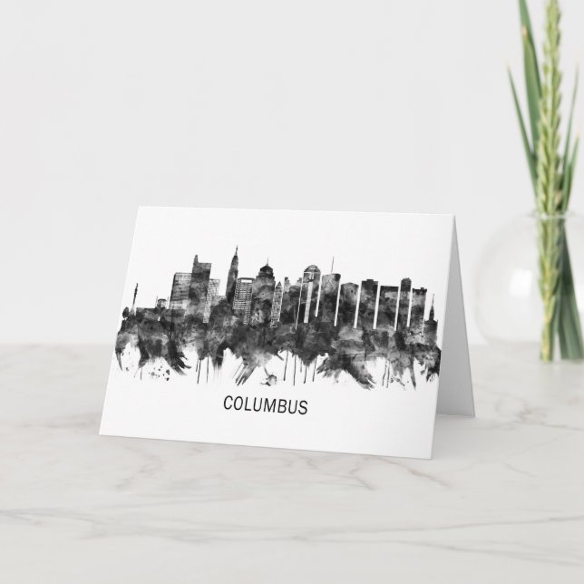Columbus Ohio skyline BW Holiday Card (Front)