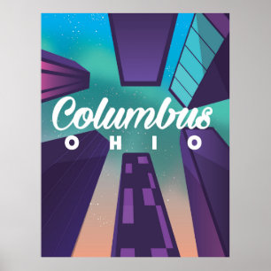 Columbus Ohio skyscraper travel poster print.