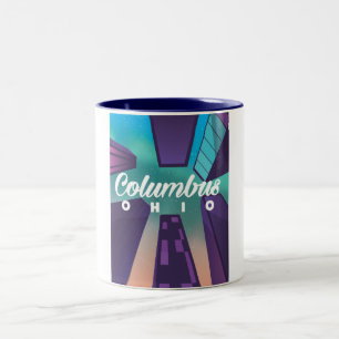 Columbus Ohio skyscraper travel poster print. Two-Tone Coffee Mug