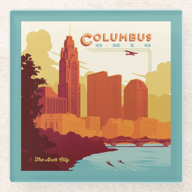 Columbus Ohio | The Arch City Glass Coaster (Front)