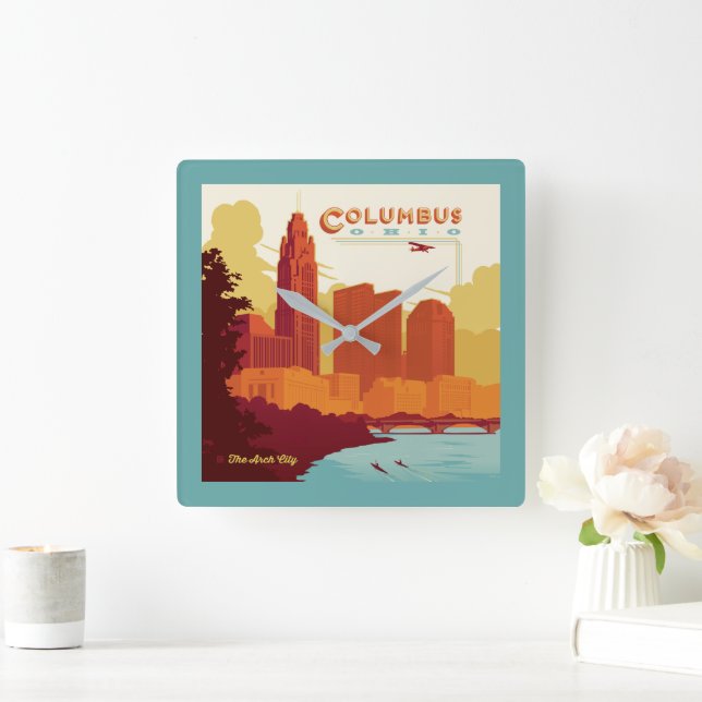 Columbus Ohio | The Arch City Square Wall Clock (Home)
