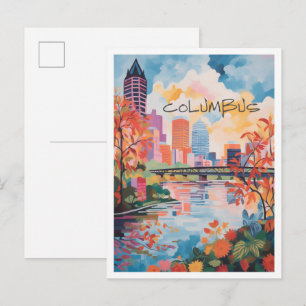 Columbus Ohio Travel Aesthetic Postcard