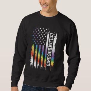 Columbus Ohio United States Distressed Rainbow w U Sweatshirt