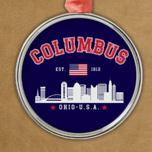 Columbus Ohio Urban Skyline City Metal Tree Decoration