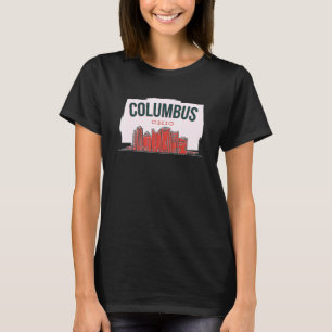 Columbus Ohio USA City Skyline Silhouette Outline  T-Shirt