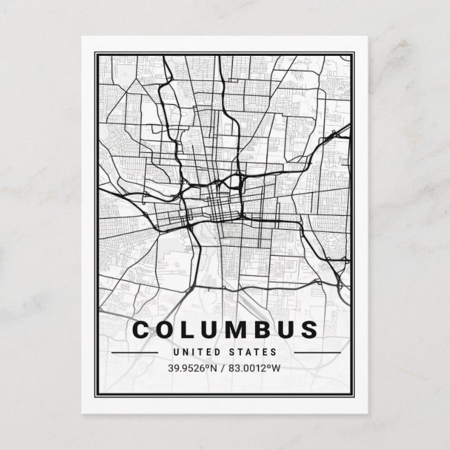Columbus Ohio USA Travel City Map Poster Postcard (Front)