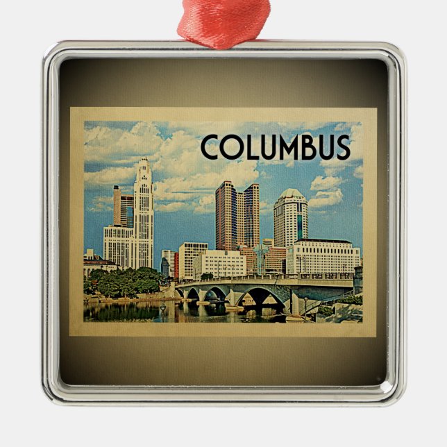 Columbus Ohio Vintage Travel Ornament (Front)