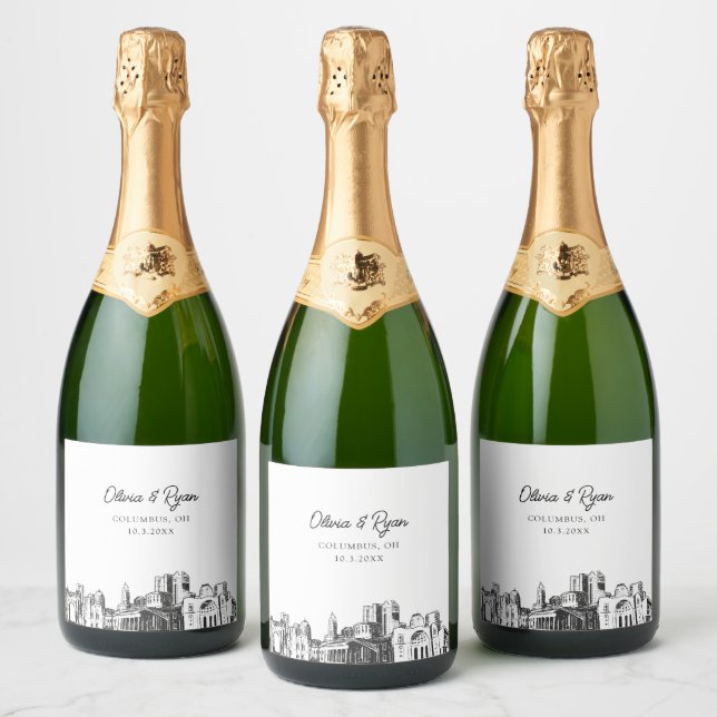 Columbus Ohio Wedding Champagne Label (Bottles)
