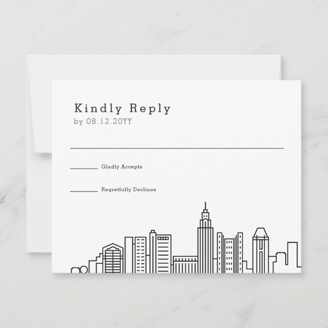 Columbus Ohio Wedding | Stylised City Skyline RSVP (Front)