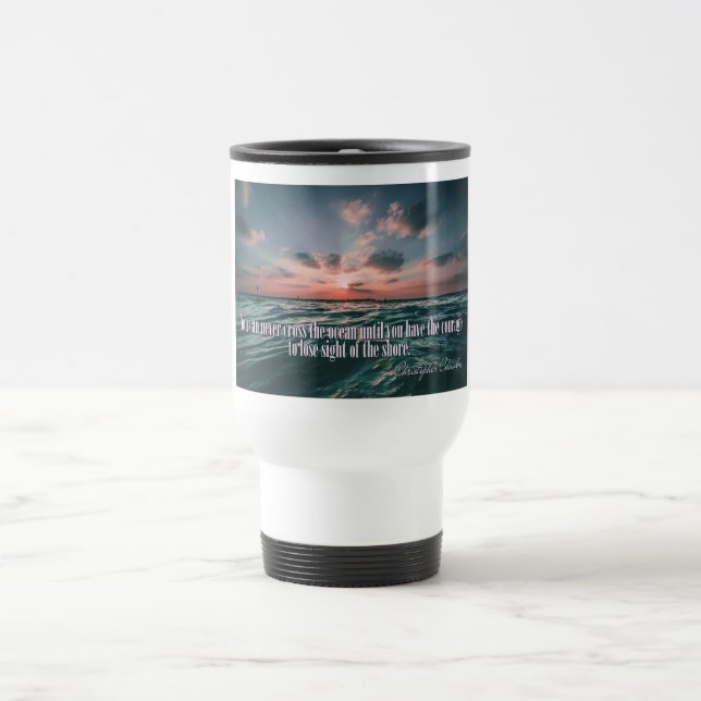 Columbus Quote Sunset custom monogram mugs (Center)