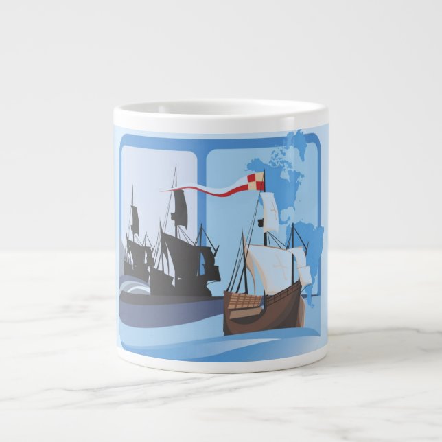 Columbus Sailing the Ocean Blue - Large Coffee Mug (Front)