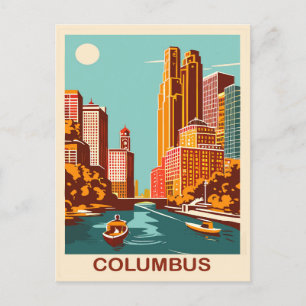 Columbus, Scioto River, Ohio, Travel Postcard