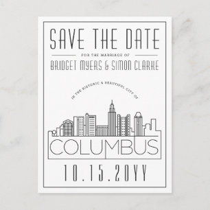 Columbus Wedding Deco Skyline Save the Date Postcard