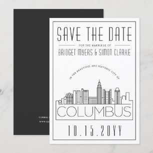 Columbus Wedding Deco Style Skyline Save the Date Invitation