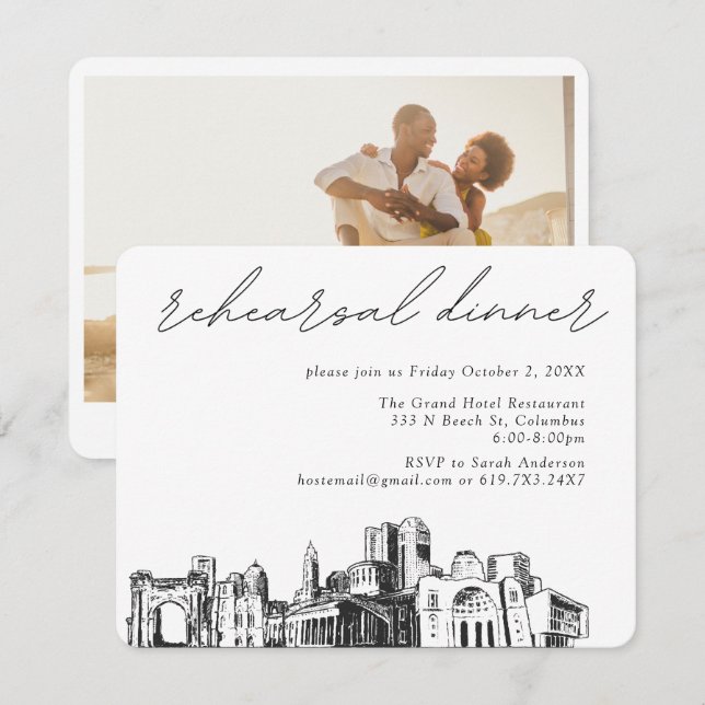 Columbus Wedding Elegant Rehearsal Dinner Enclosure Card (Front/Back)