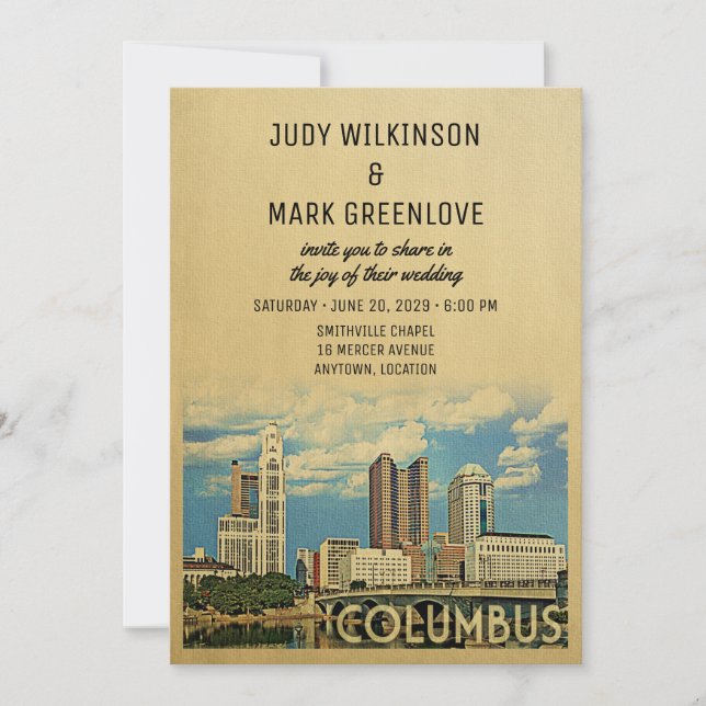 Columbus Wedding Invitation Ohio (Front)