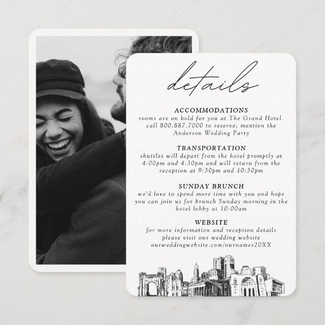 Columbus Wedding Vertical Details Enclosure Card (Front/Back)