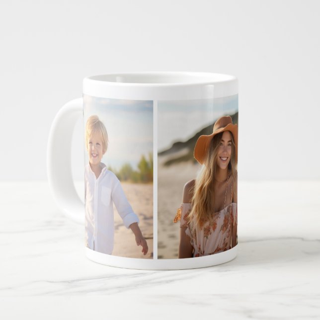 Column 3 Photo Collage - Vertical Modern Grid Large Coffee Mug (Front Left)