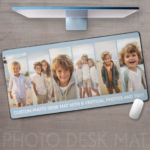 Column 6 Photo Collage - Thin Vertical Modern Grid Desk Mat