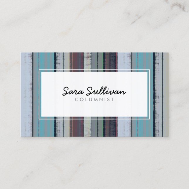 Columnist Retro Stripe Pattern Publishing Business Card (Front)