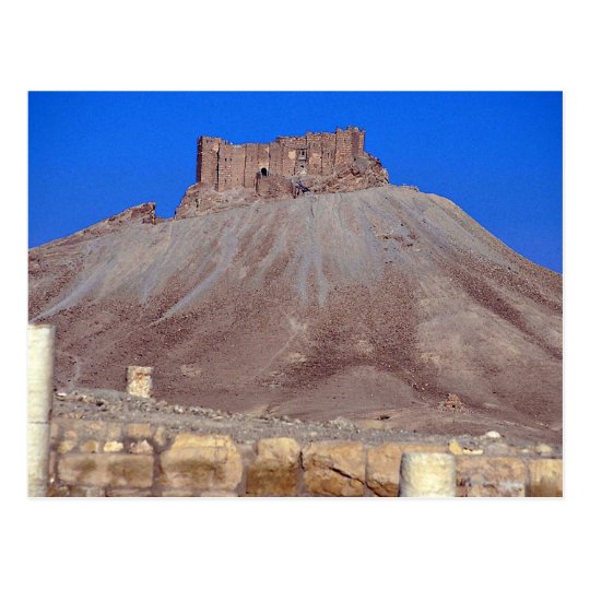 Columns and 17th century castle, Qalat ibn Maan, S Postcard