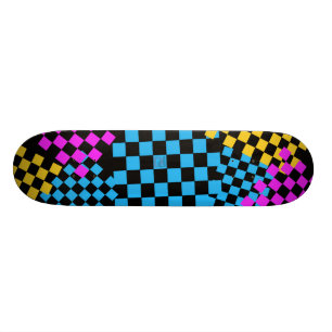 colured checkered deck skateboard