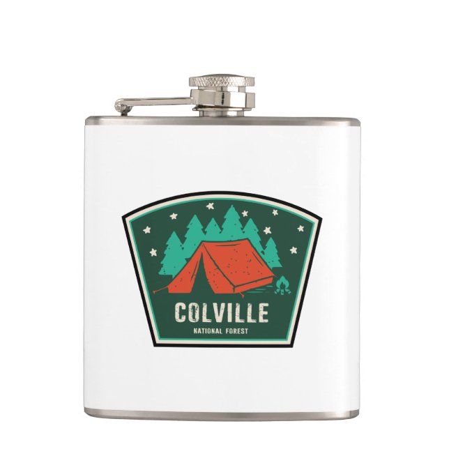Colville National Forest Camping Hip Flask (Front)