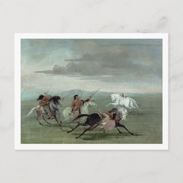 Comanche Feats of Martial Horsemanship, 1834 (oil Postcard (Front)