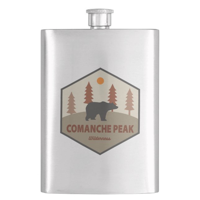 Comanche Peak Wilderness Colorado Bear Hip Flask (Front)