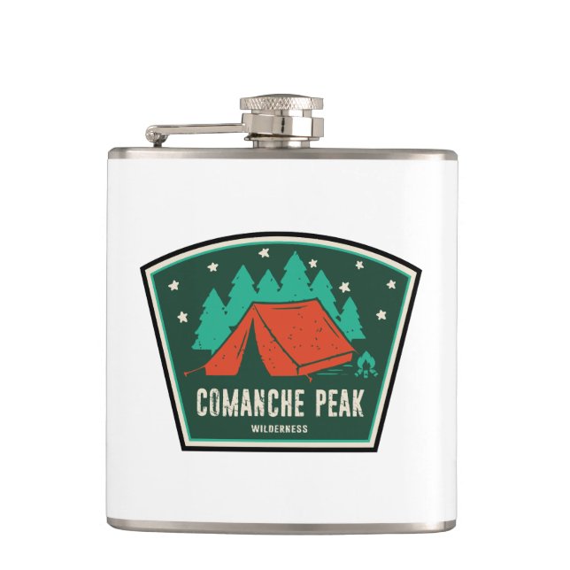 Comanche Peak Wilderness Colorado Camping Hip Flask (Front)