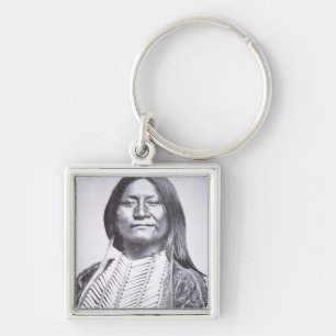 Comanche Tribesman, 1872 (b/w photo) Key Ring