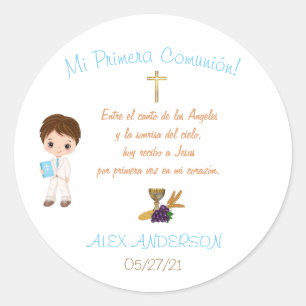 Comania my first communion classic round sticker