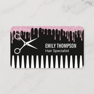 Comb   Hair Stylist   Glitter Drip Business Card