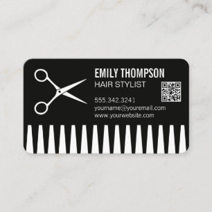 Comb Hair Stylist QR Code Business Card