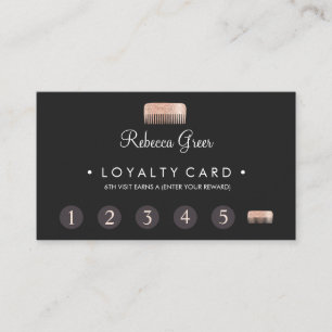 Comb Hairstylist 6 Punch Customer Loyalty Card