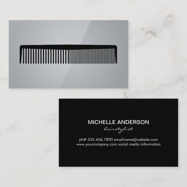 Comb Logo | Grey Black Business Card (Front/Back)