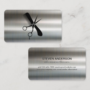 Comb Scissors   Barber   Metallic Background Business Card