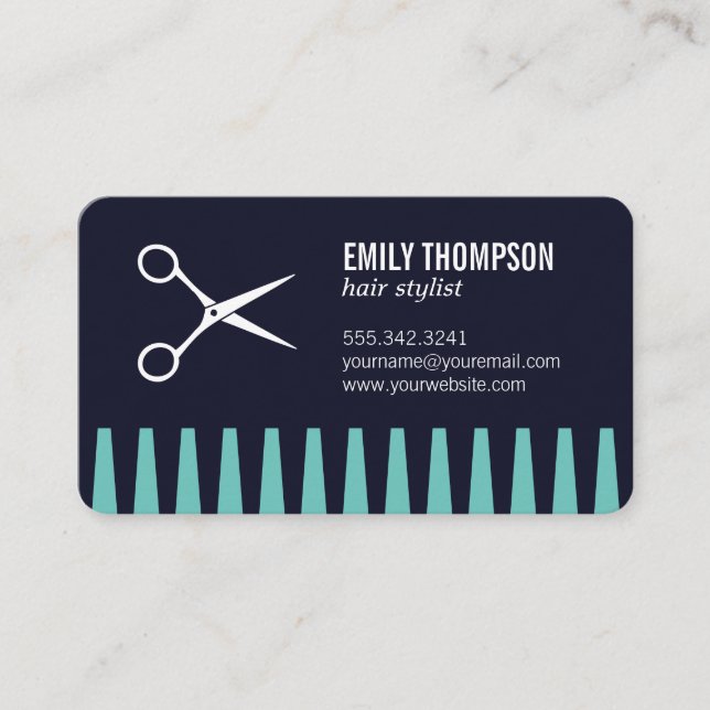 Comb Scissors Hair Stylist Business Card (Front)