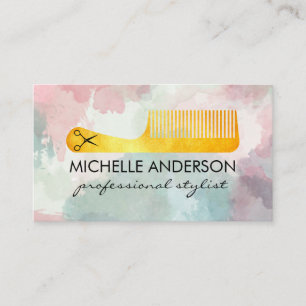 Comb   Scissors   Watercolor   Stylist Appointment Card