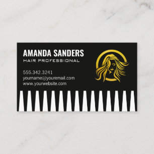Comb   Woman Hair Logo   Stylist Business Card
