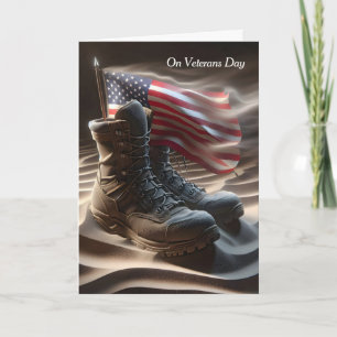 Combat Boots and Flag Veterans Day Card