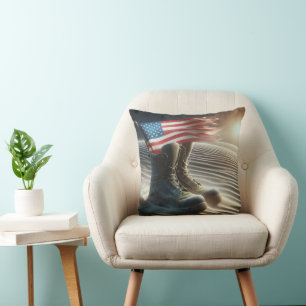 Combat Boots With American Flag Cushion