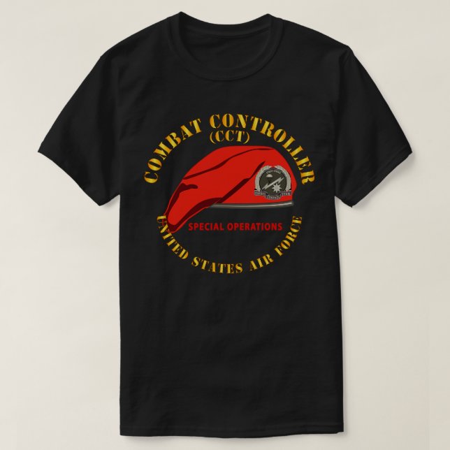 Combat Control Team Badge w Red Beret SOF USAF X T-Shirt (Design Front)