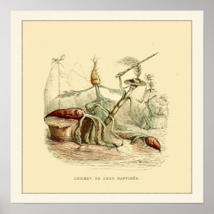 Combat De Deux Raffines by JJ Garland Poster