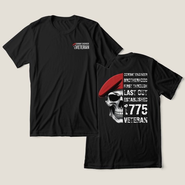 Combat Engineer Sapper Castle Tactical Crest Tri-Blend Shirt (Design Front & Back)