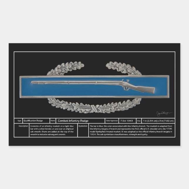 Combat Infantry Badge Technical Rectangular Sticker (Front)