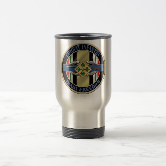 Combat Infantry OIF 4th ID Travel Mug (Center)