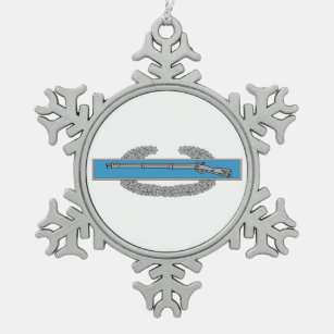 Combat Infantryman Badge CIB Army Veteran Snowflake Pewter Christmas Ornament
