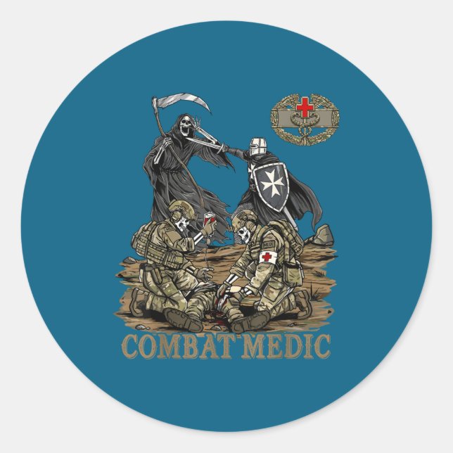 Combat Medic 68w Veteran Doc Classic Round Sticker (Front)