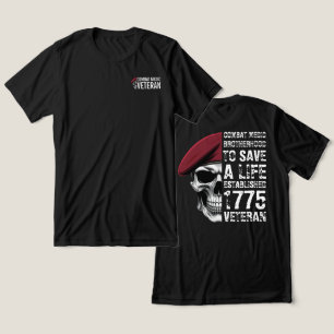 Combat Medic Brotherhood Veteran Skull Tri-Blend Shirt